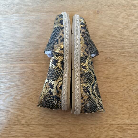 Abeo Blake Metallic Snakeskin Espadrilles Flats 8 Neutral - Picture 8 of 11